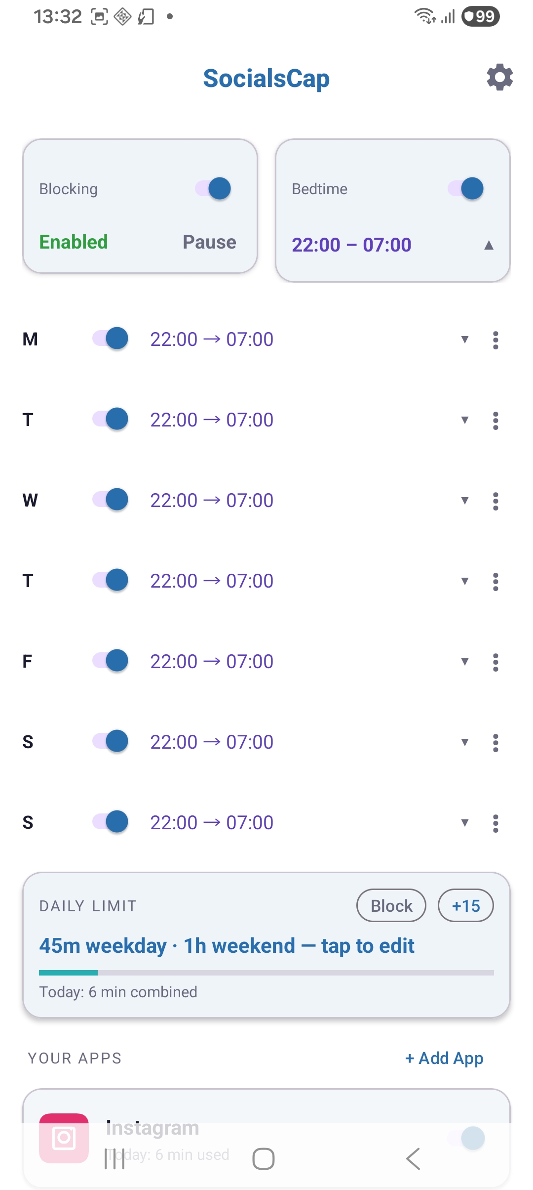 Bedtime schedule