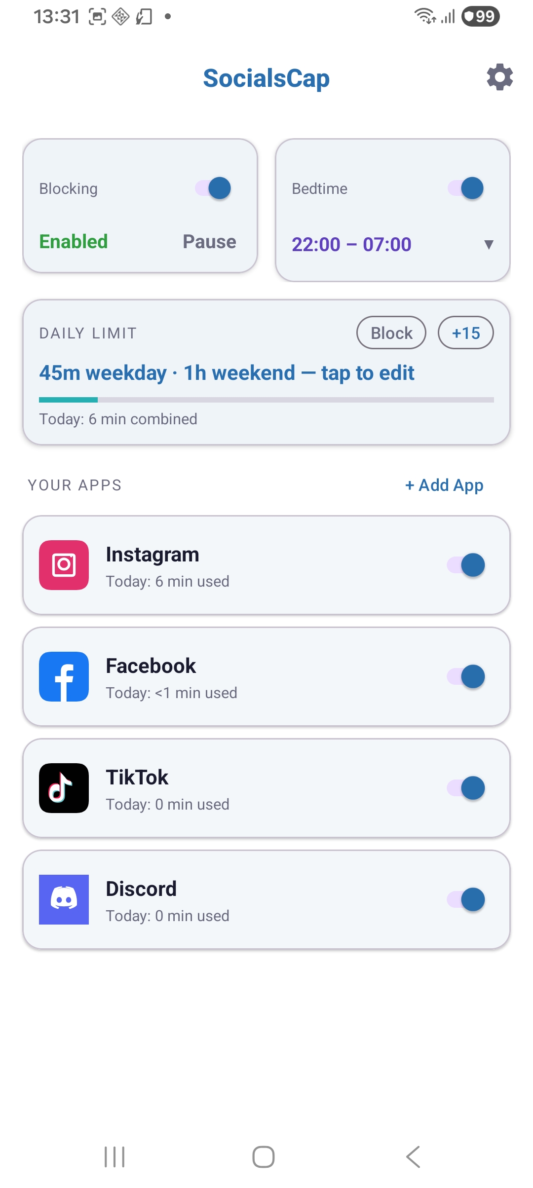 Main screen
