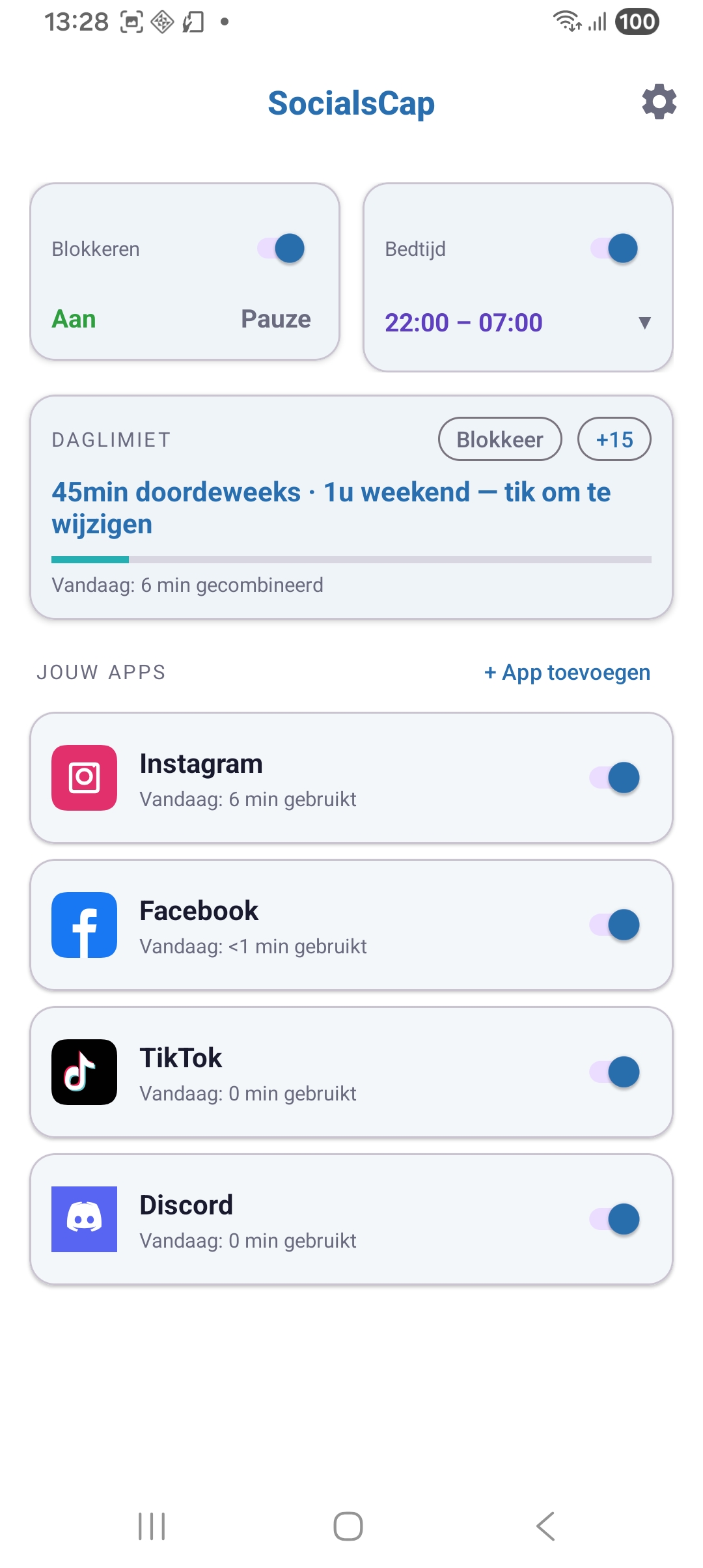 Hoofdscherm